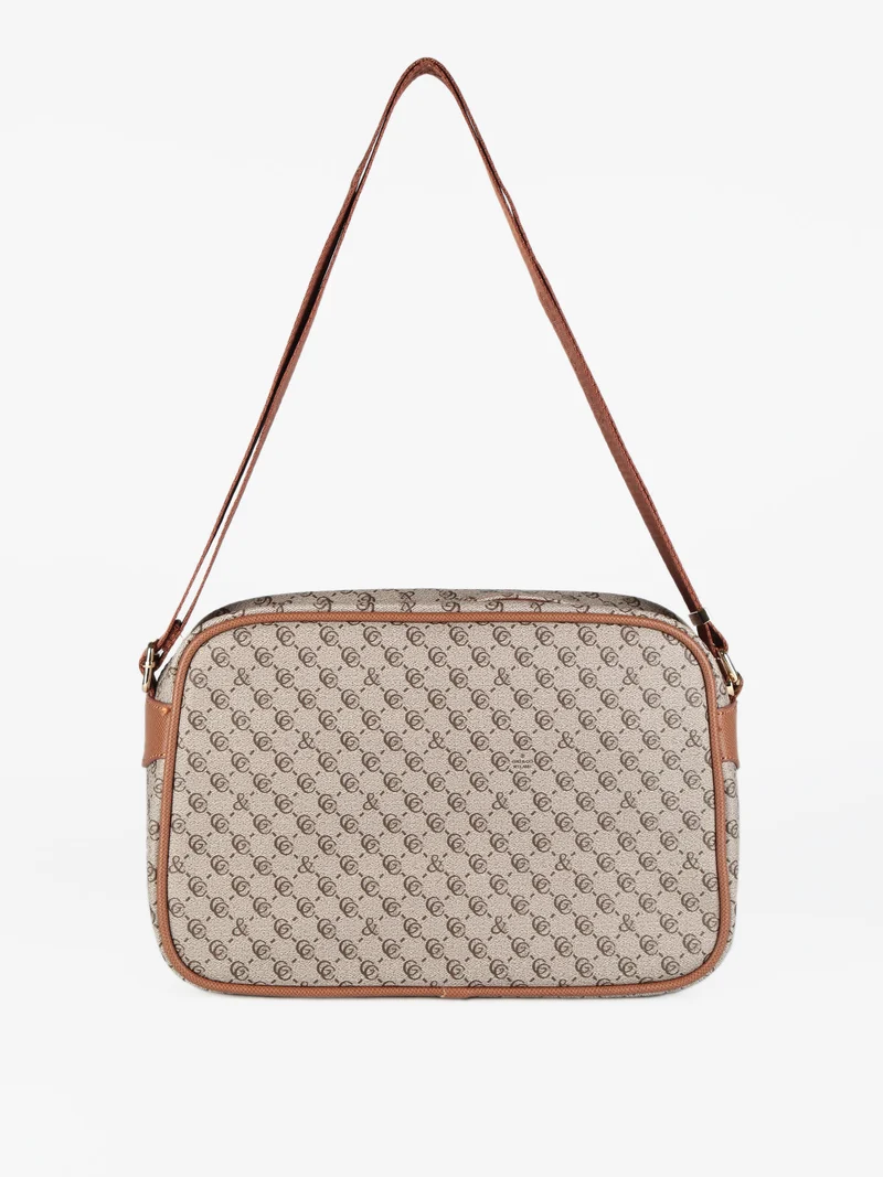 Borsa a tracolla con stampe - taupe