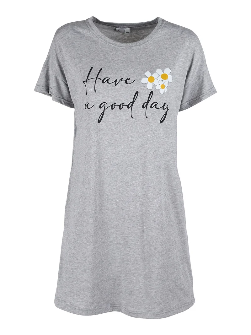 Vestito da donna in cotone a maniche corte - grigio
