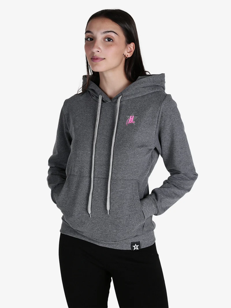 Felpa donna sportiva con cappuccio - grigio