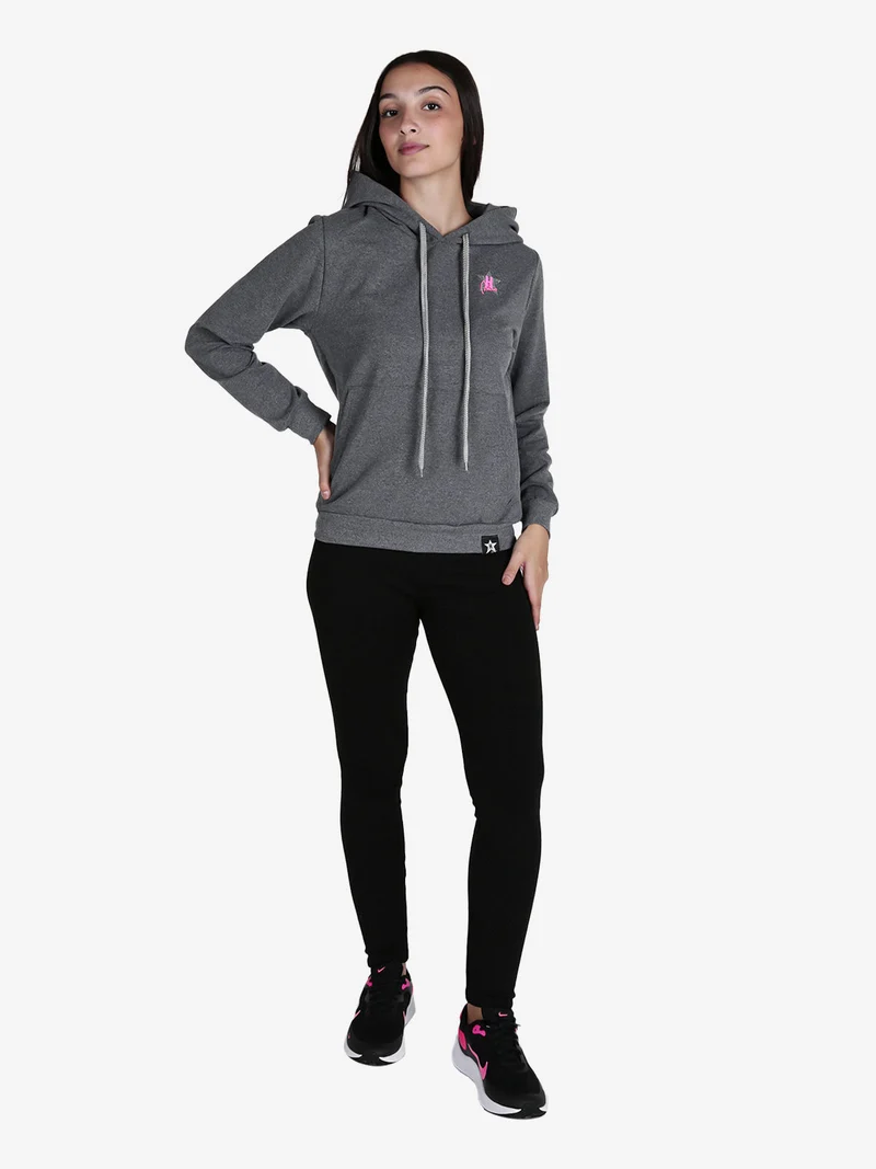 Felpa donna sportiva con cappuccio - grigio