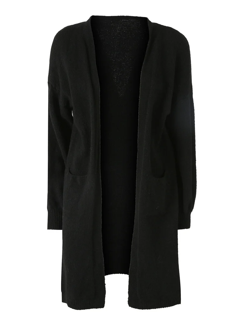 Cardigan donna aperto in misto lana - nero