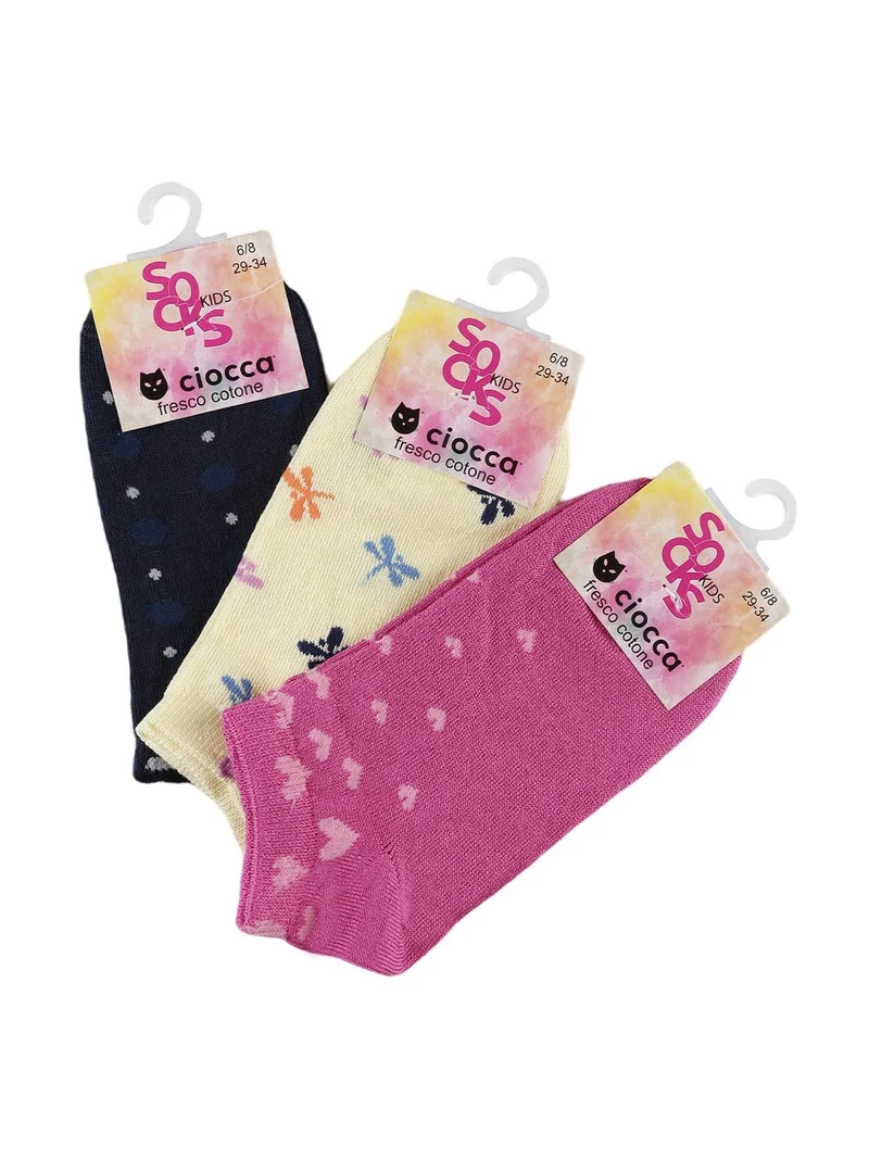 Calze corte da bambina Confezione da 3 paia - fucsia