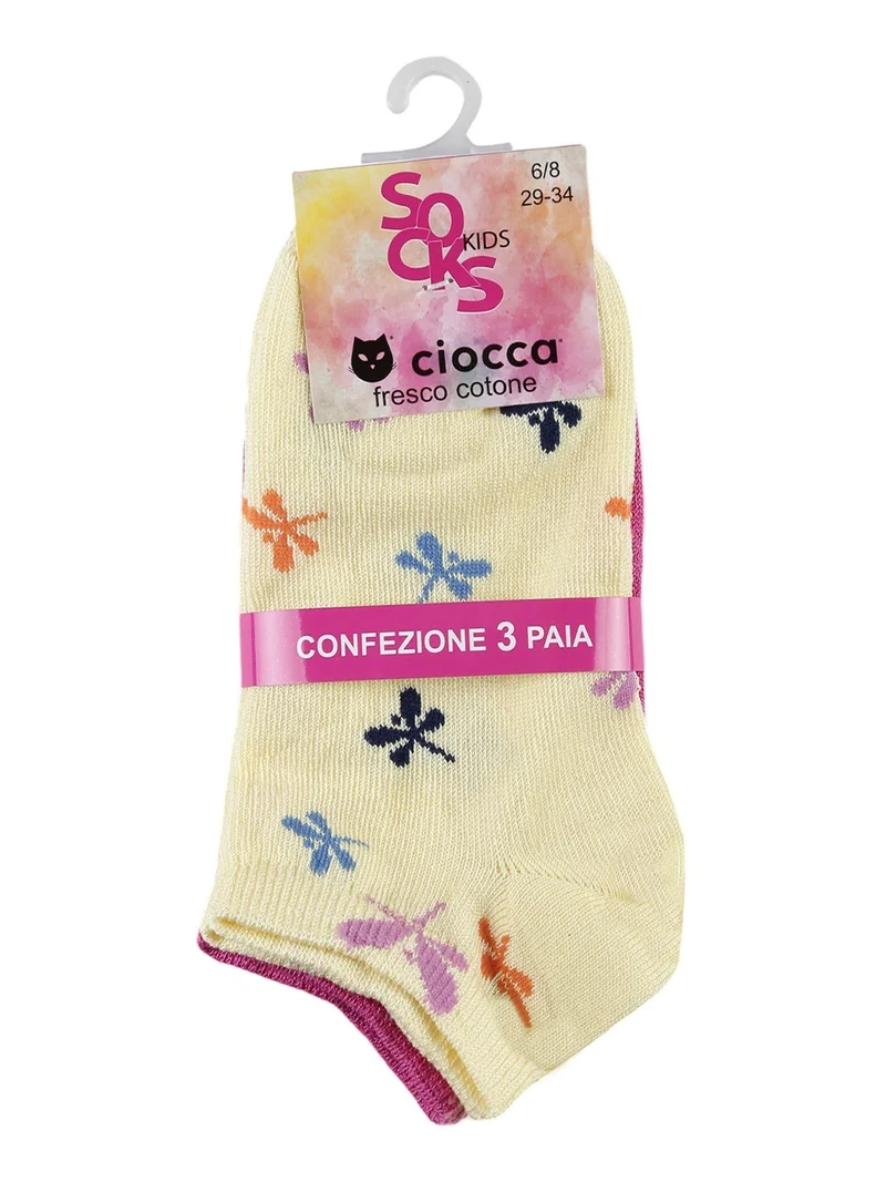 Calze corte da bambina Confezione da 3 paia - fucsia