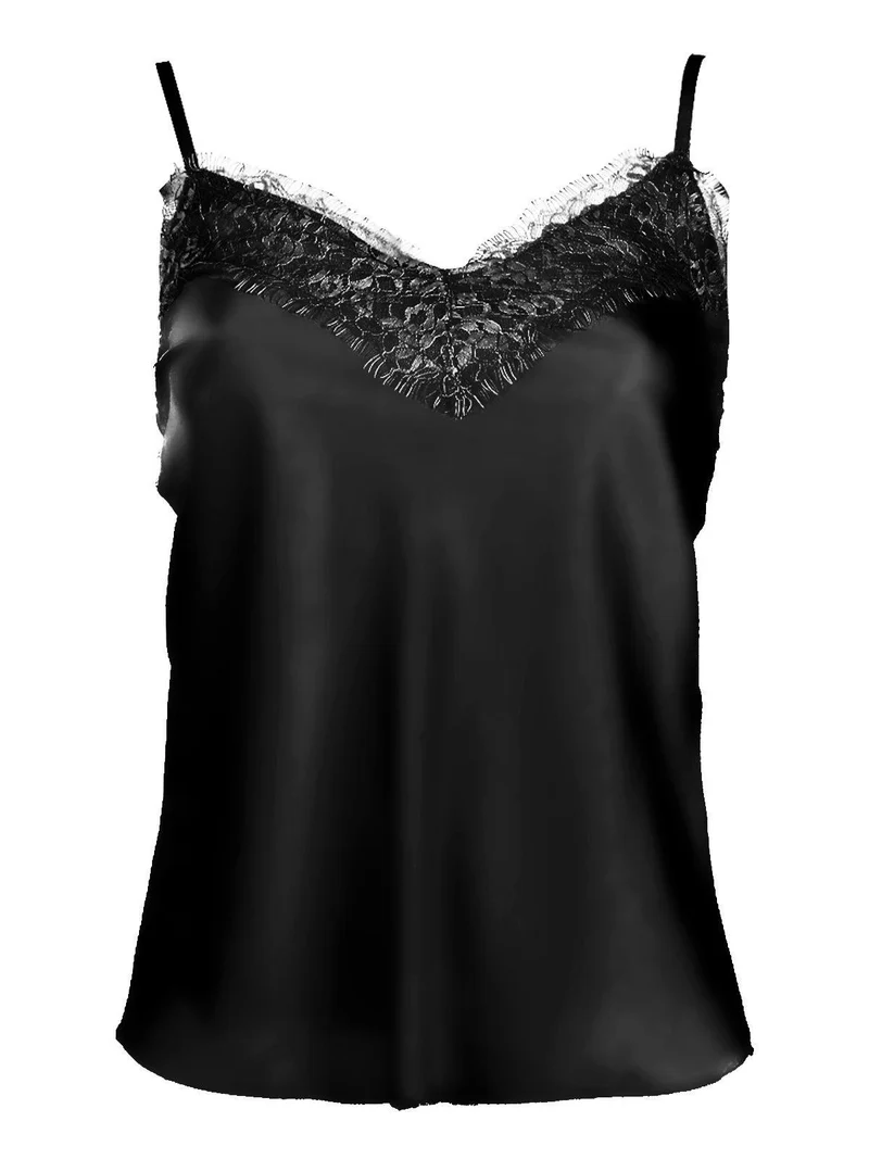 Top donna con pizzo - nero