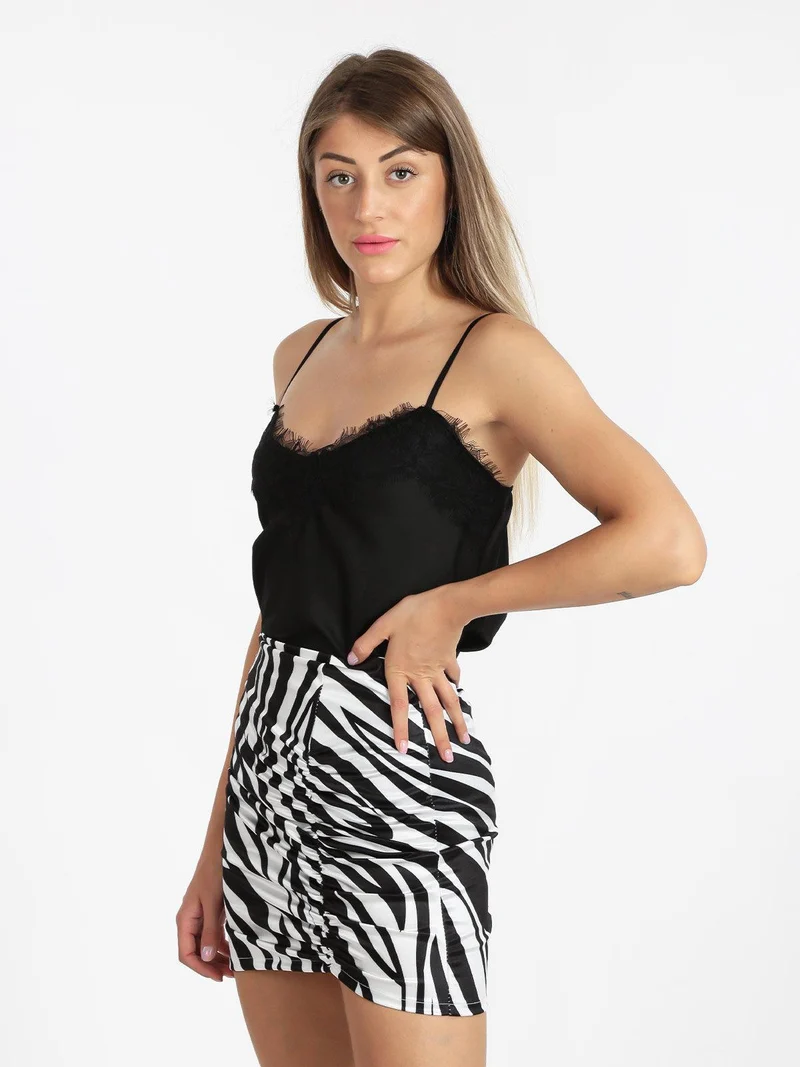 Top donna con pizzo - nero