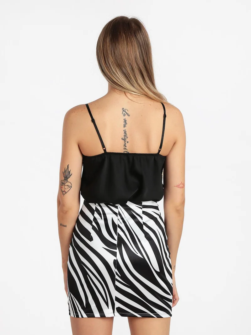Top donna con pizzo - nero