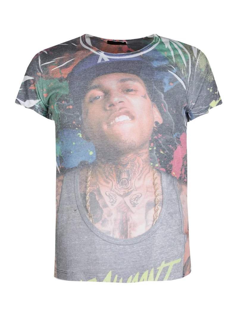 T-shirt girocollo con disegno - bianco