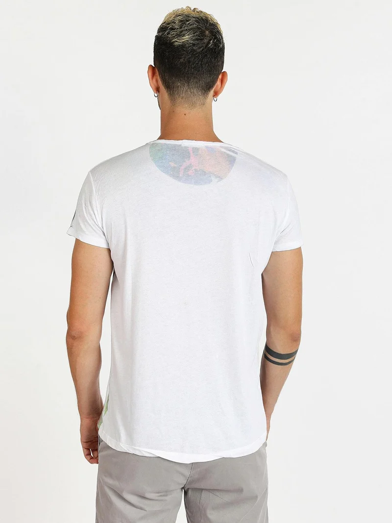 T-shirt girocollo con disegno - bianco