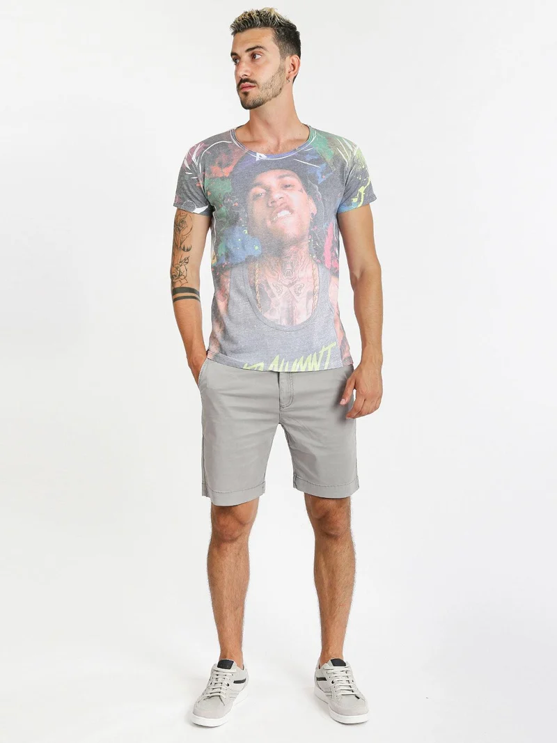 T-shirt girocollo con disegno - bianco