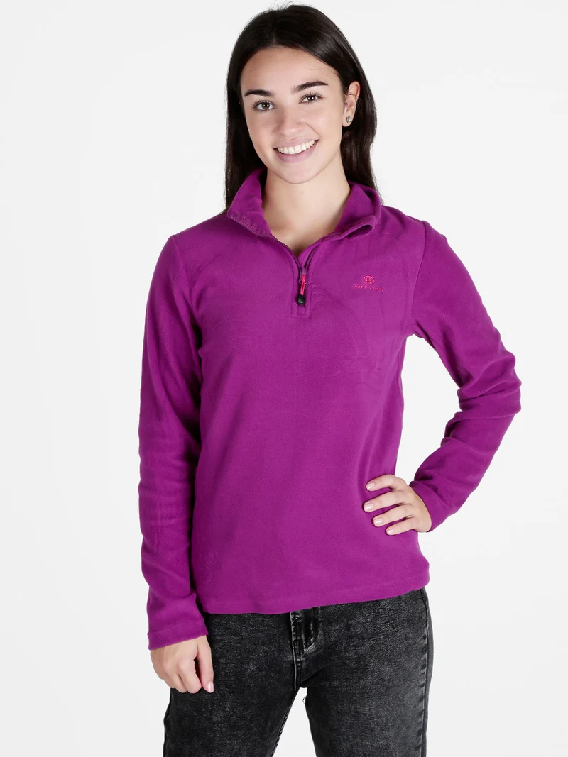 Felpa donna in micropile mezza zip - porpora