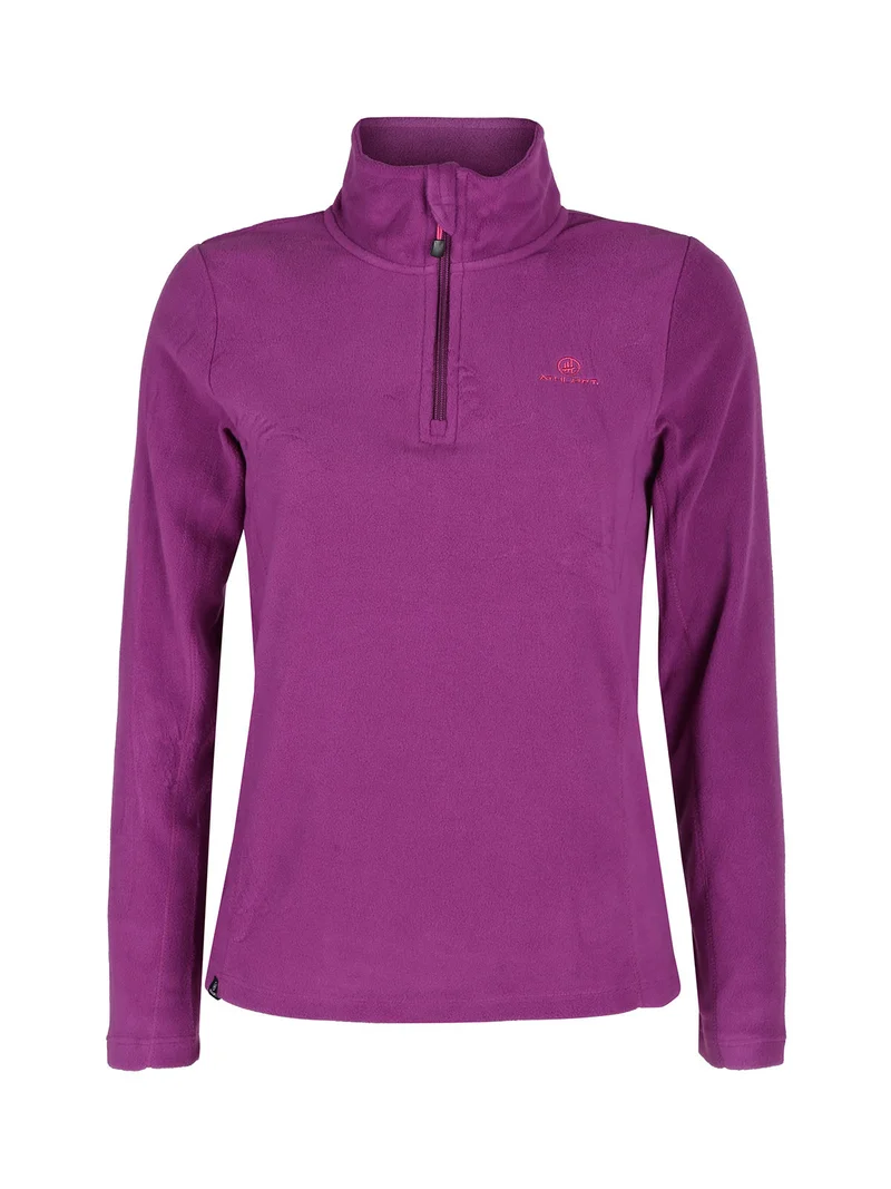 Felpa donna in micropile mezza zip - porpora