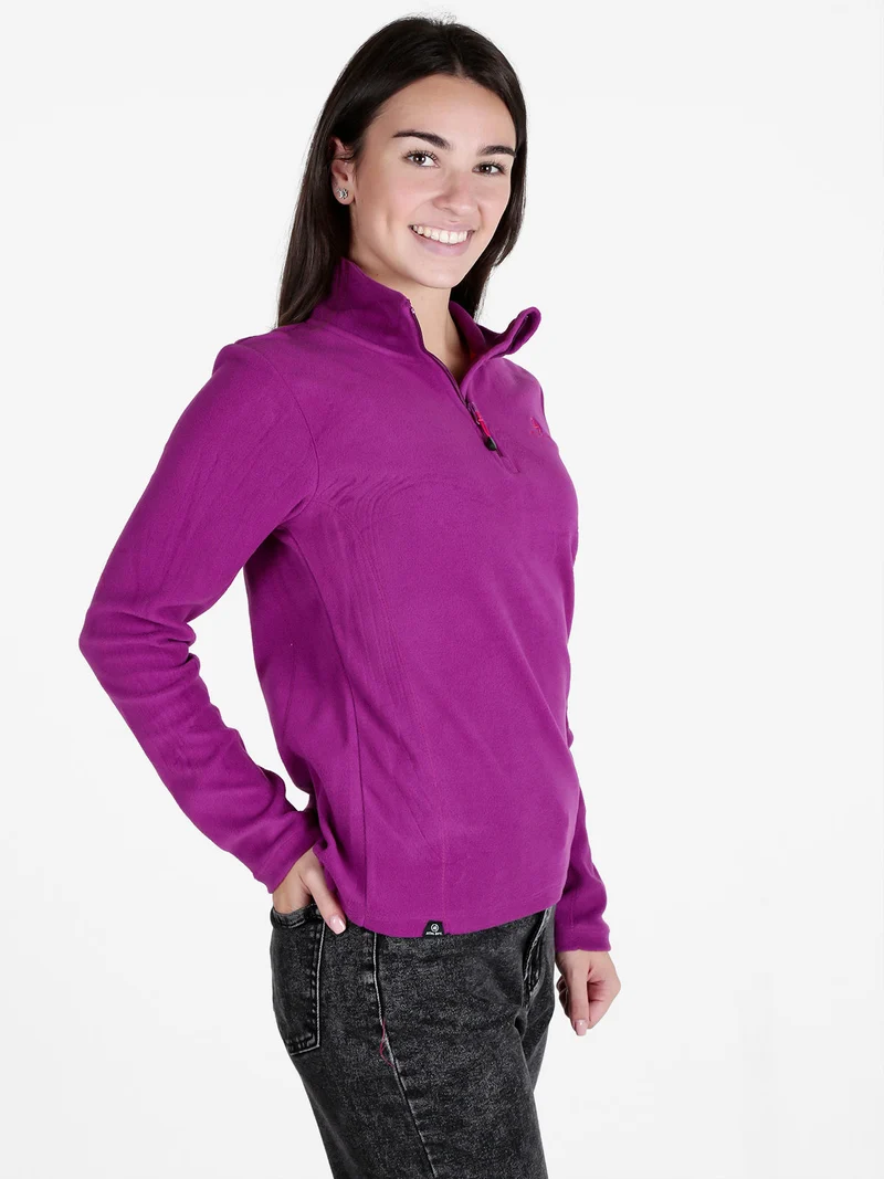 Felpa donna in micropile mezza zip - porpora