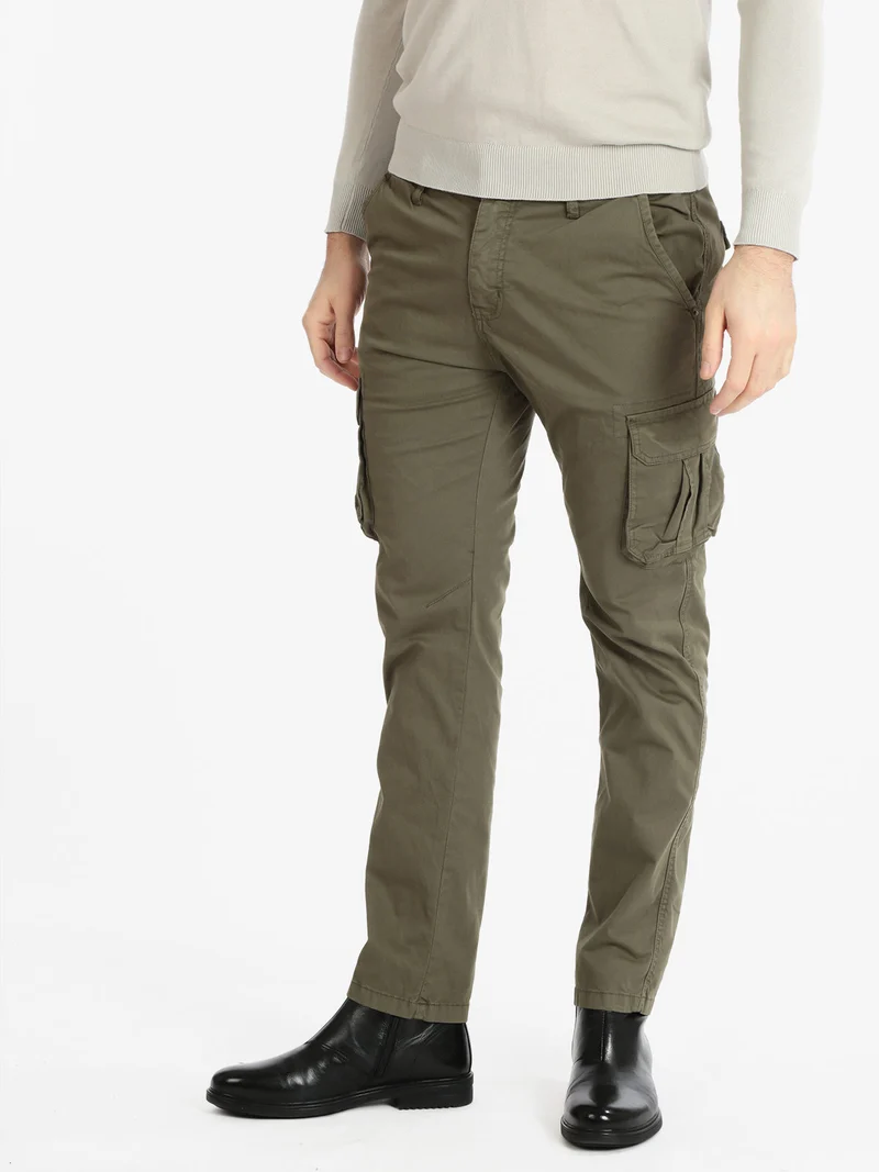 Pantaloni in cotone uomo con tasconi - oliva