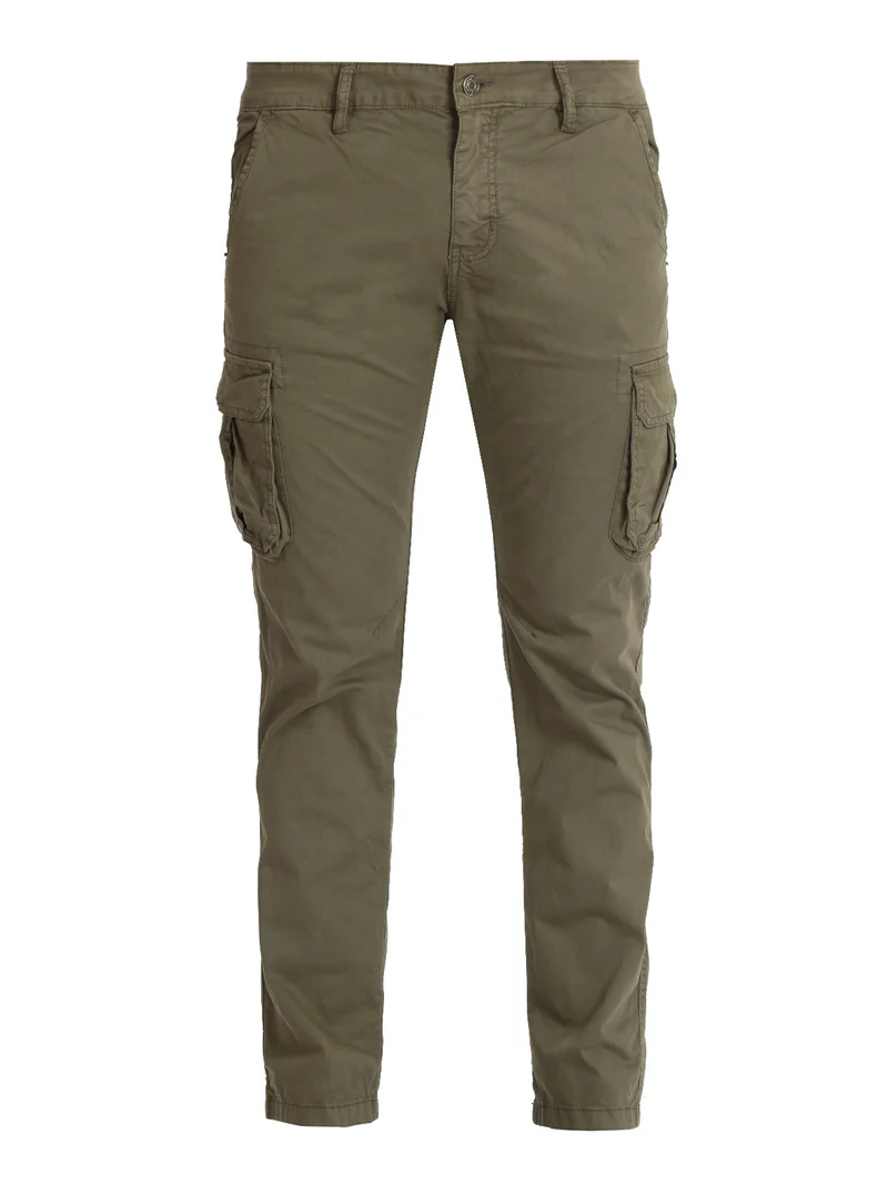 Pantaloni in cotone uomo con tasconi - oliva