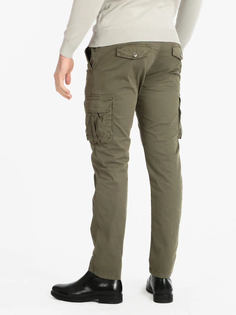 Pantaloni in cotone uomo con tasconi - oliva