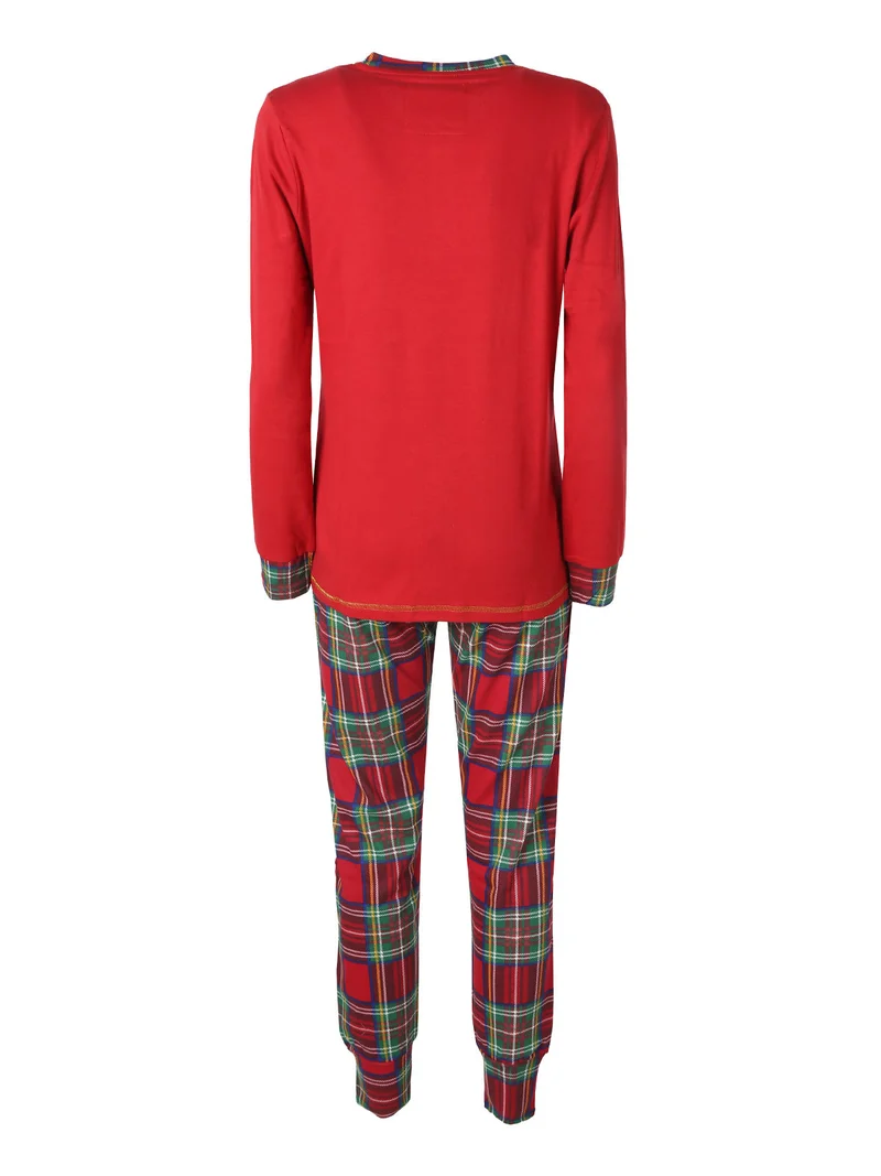 Pigiama di Natale da donna in cotone interlock - rosso