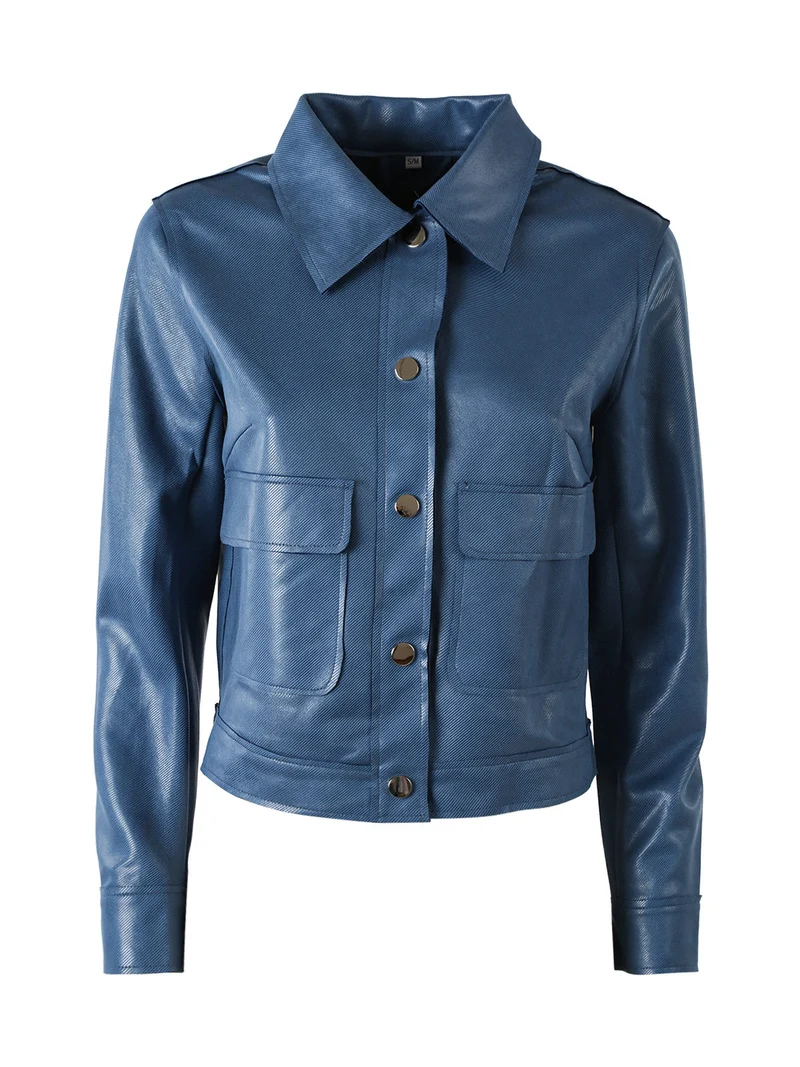 Giacca donna leggera con bottoni - blu
