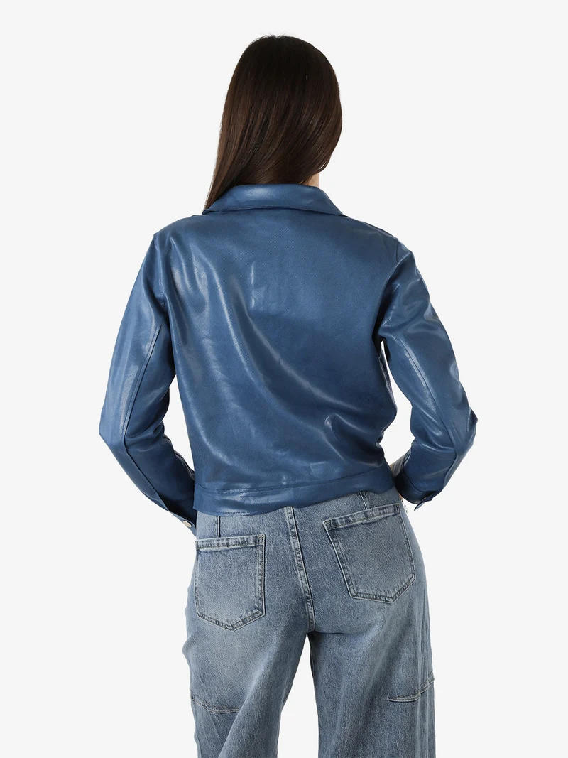 Giacca donna leggera con bottoni - blu