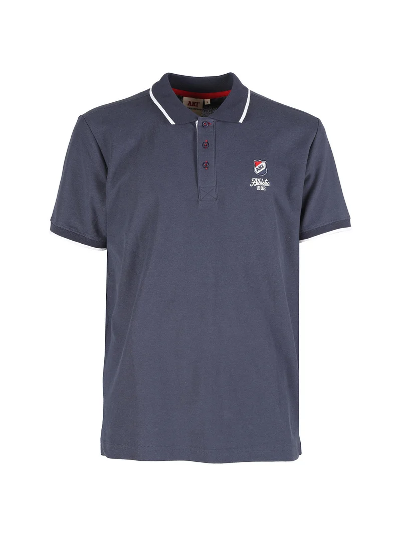 Polo da uomo in cotone a maniche corte - blu scuro