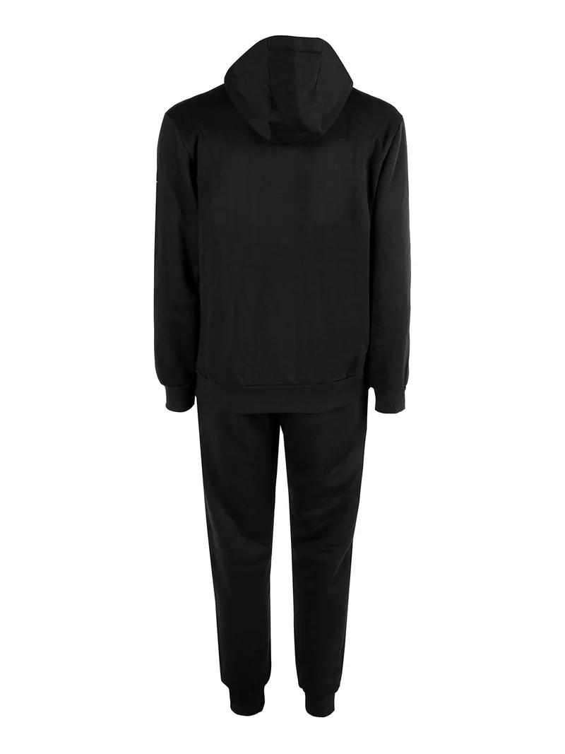 Completo tuta invernale da uomo 2 pezzi con cappuccio e zip - nero