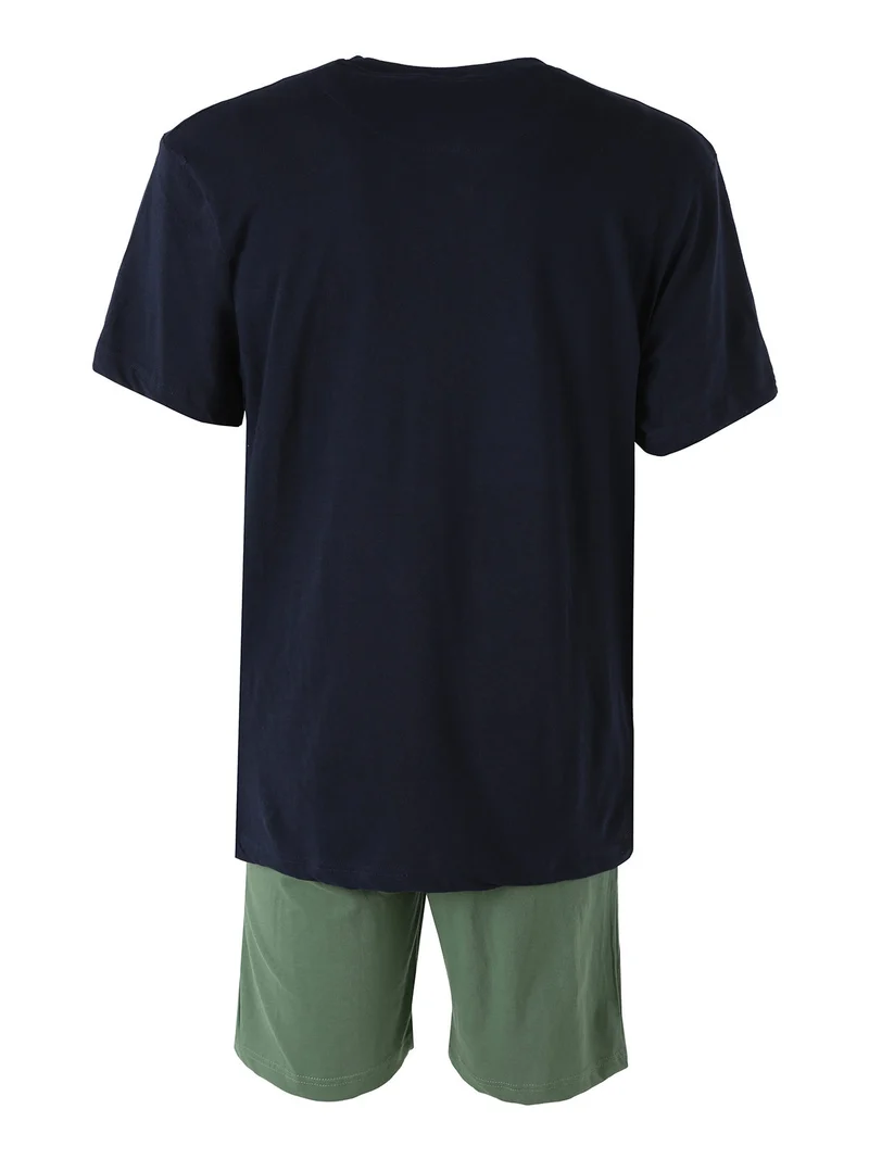 Pigiama corto da uomo in cotone - blu