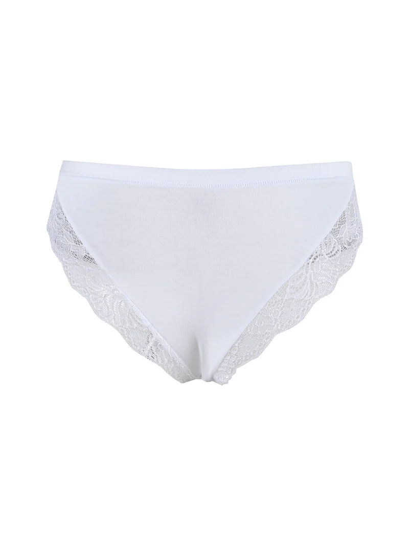 Slip donna in cotone con pizzo - bianco