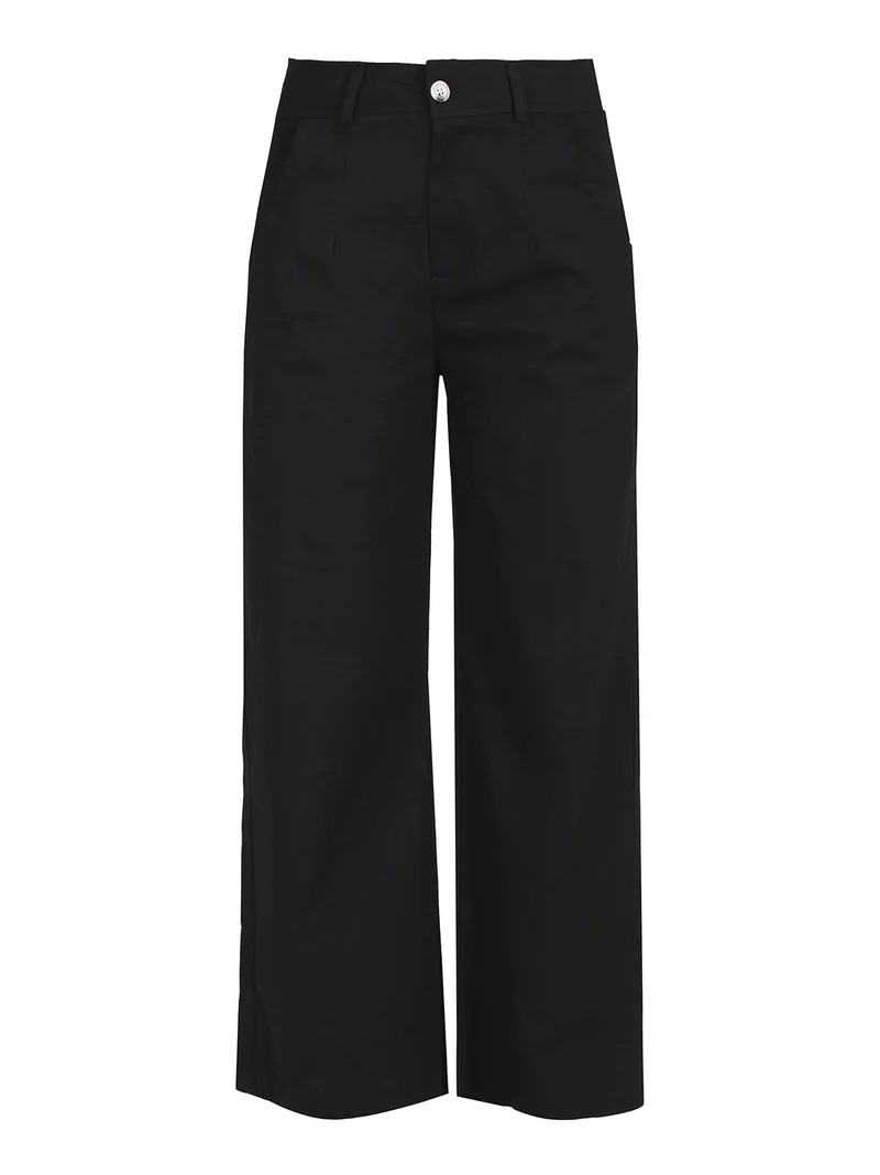 Pantaloni donna in misto lino e cotone - nero
