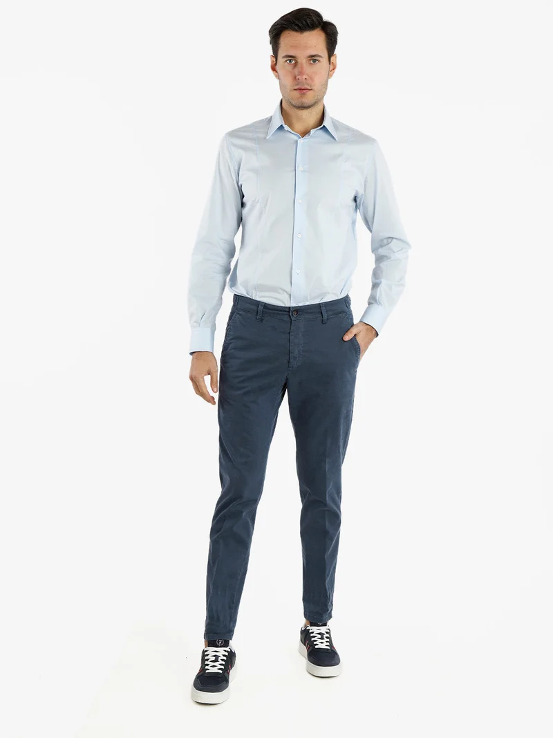 Pantaloni casual slim fit da uomo taglie grandi - blu
