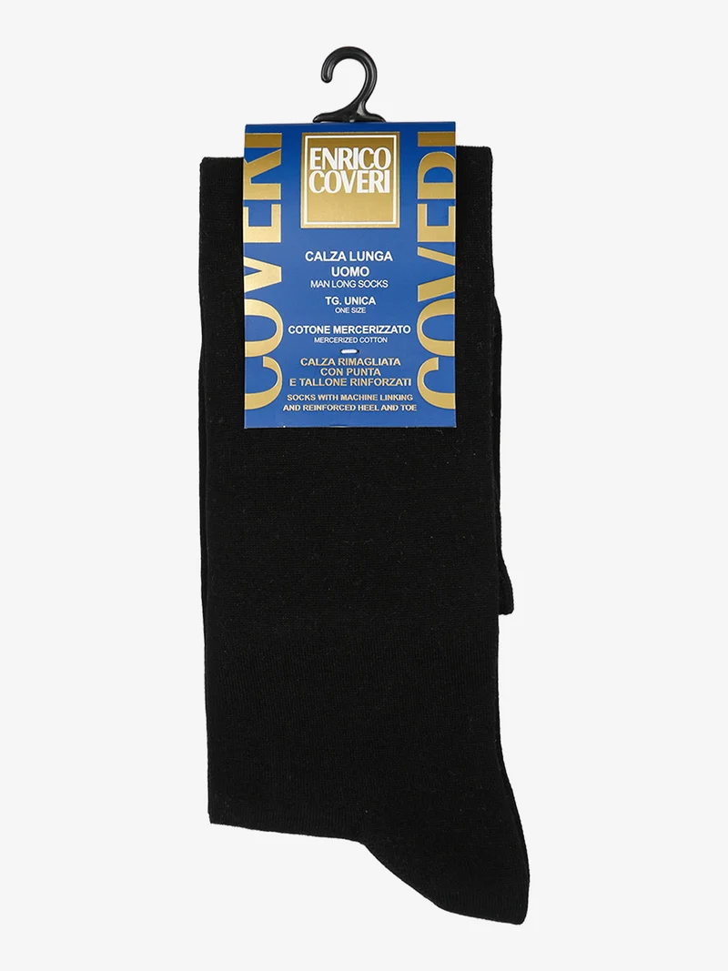 Calze lunghe da uomo in cotone mercerizzato - nero