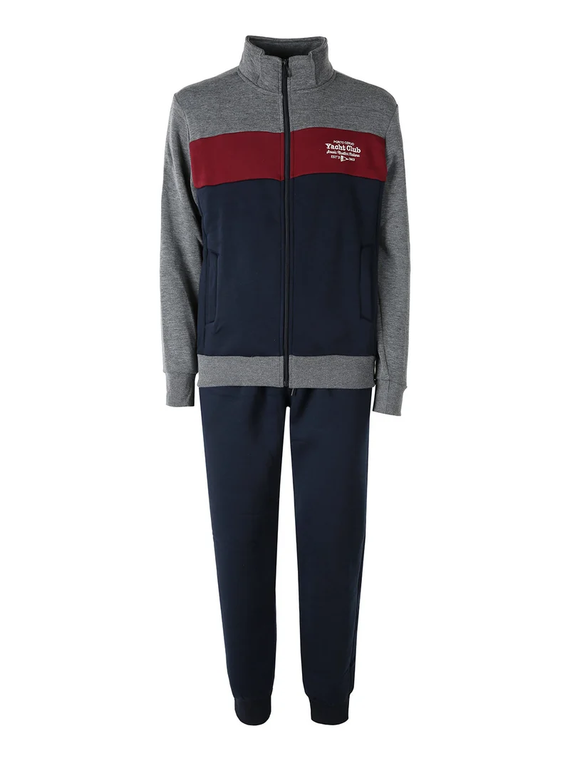 Completo tuta da uomo felpata con zip intera - bordeaux