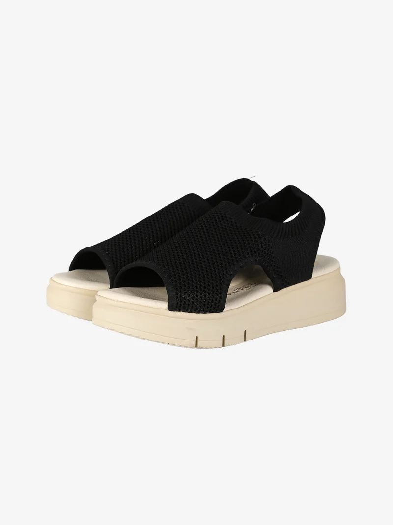 Sandali donna in tessuto con platform - nero