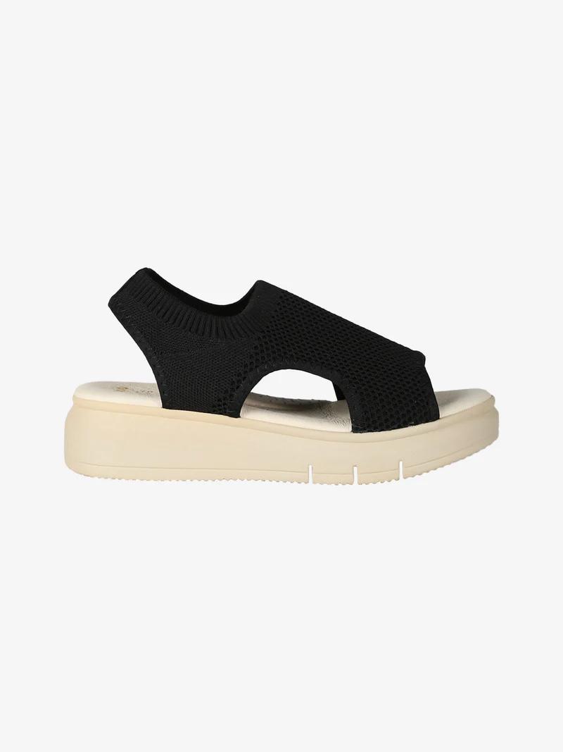 Sandali donna in tessuto con platform - nero