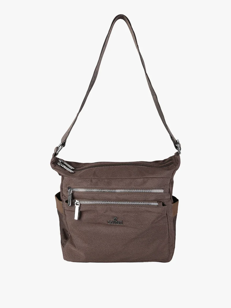 Borsa a tracolla da donna in nylon - moro