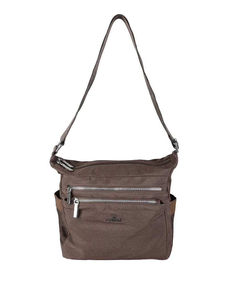 Borsa a tracolla da donna in nylon - moro