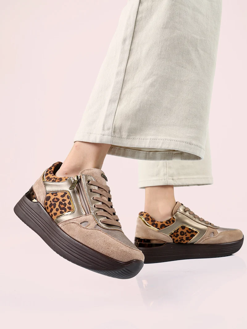 Sneakers donna con platform - marrone