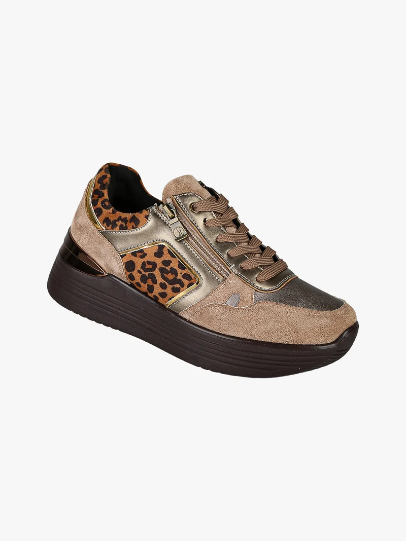 Sneakers donna con platform - marrone