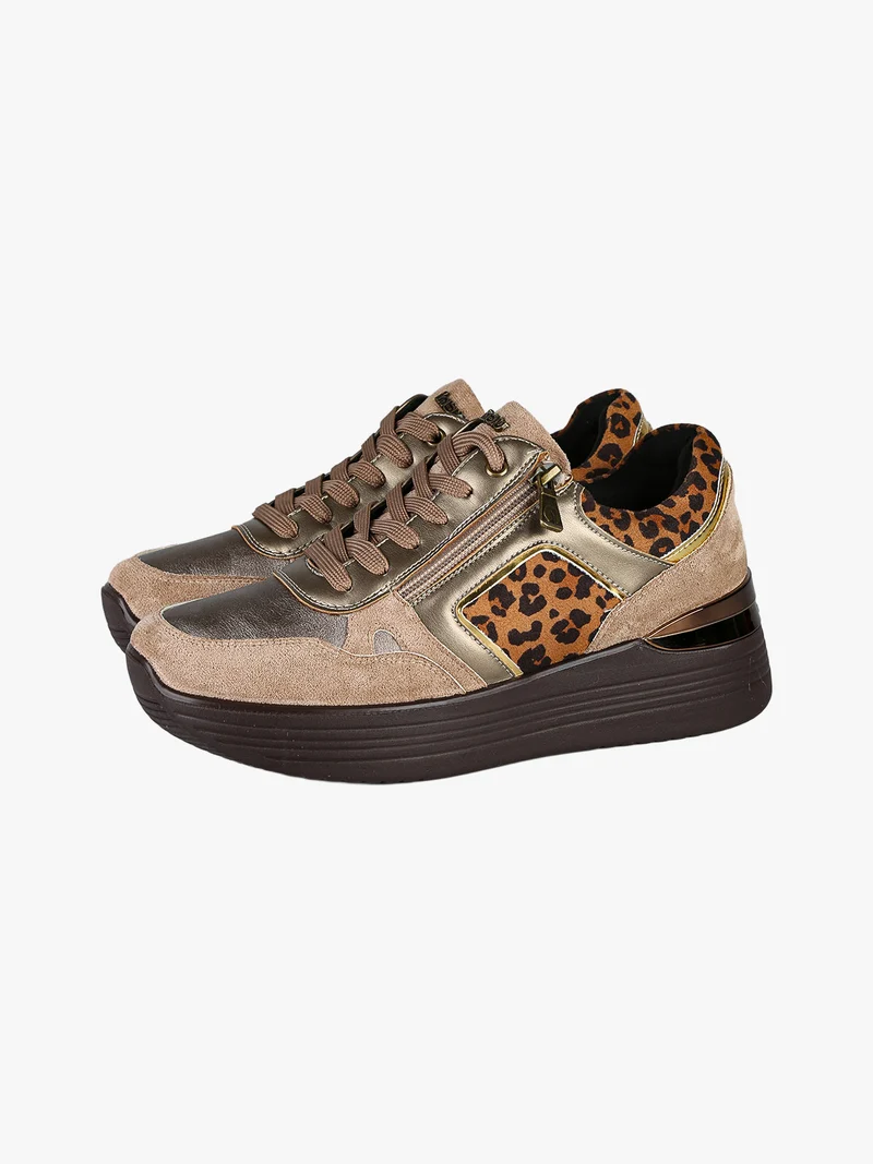 Sneakers donna con platform - marrone