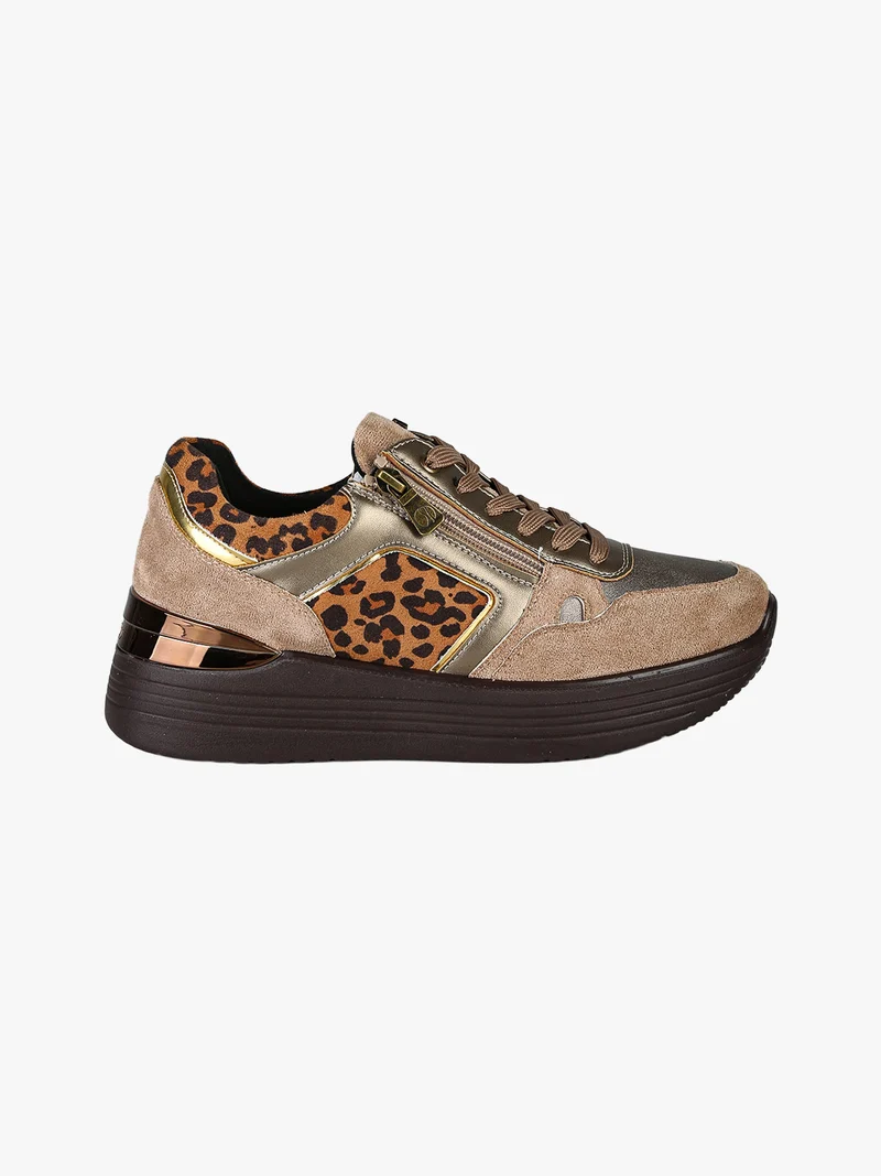 Sneakers donna con platform - marrone