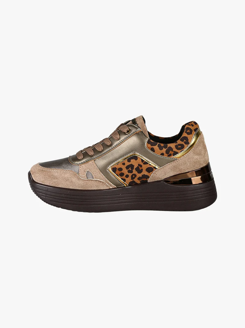 Sneakers donna con platform - marrone