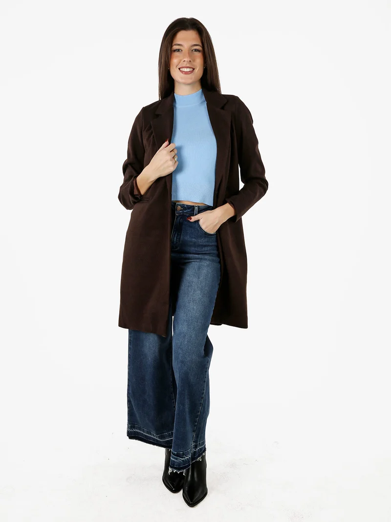 Cappotto donna spigato in simil lana - moro