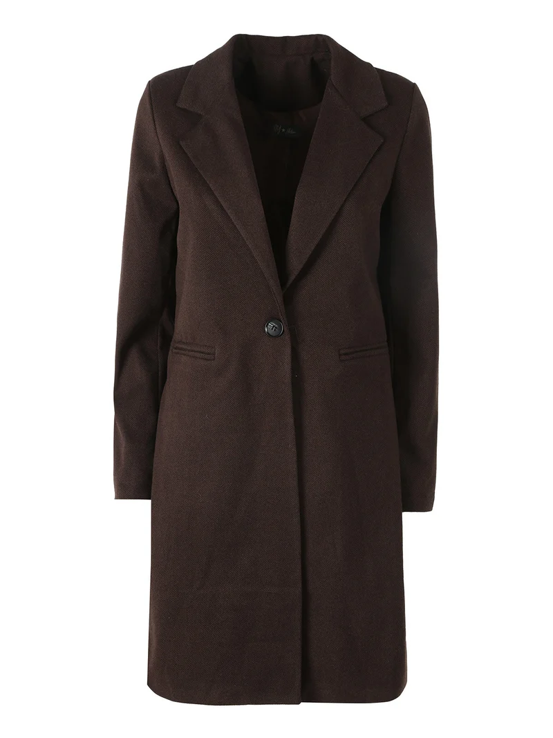 Cappotto donna spigato in simil lana - moro