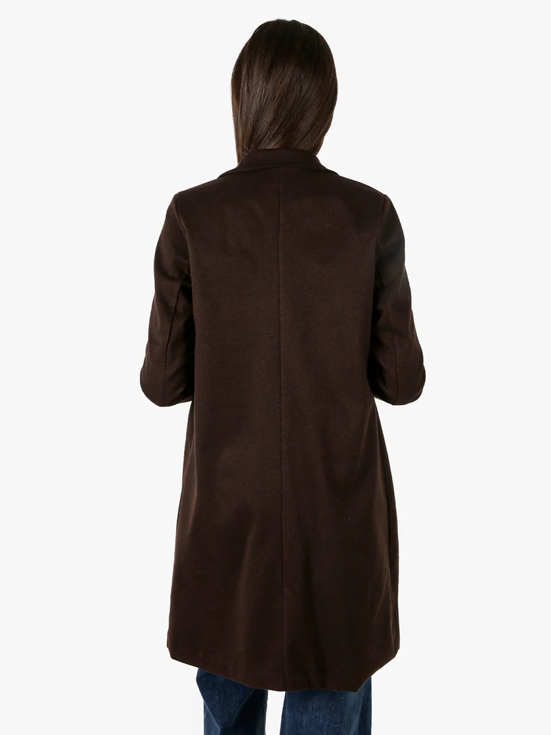 Cappotto donna spigato in simil lana - moro