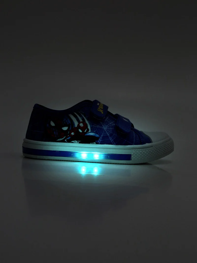 Scarpe da bambino in tela con strappi e luci - blu