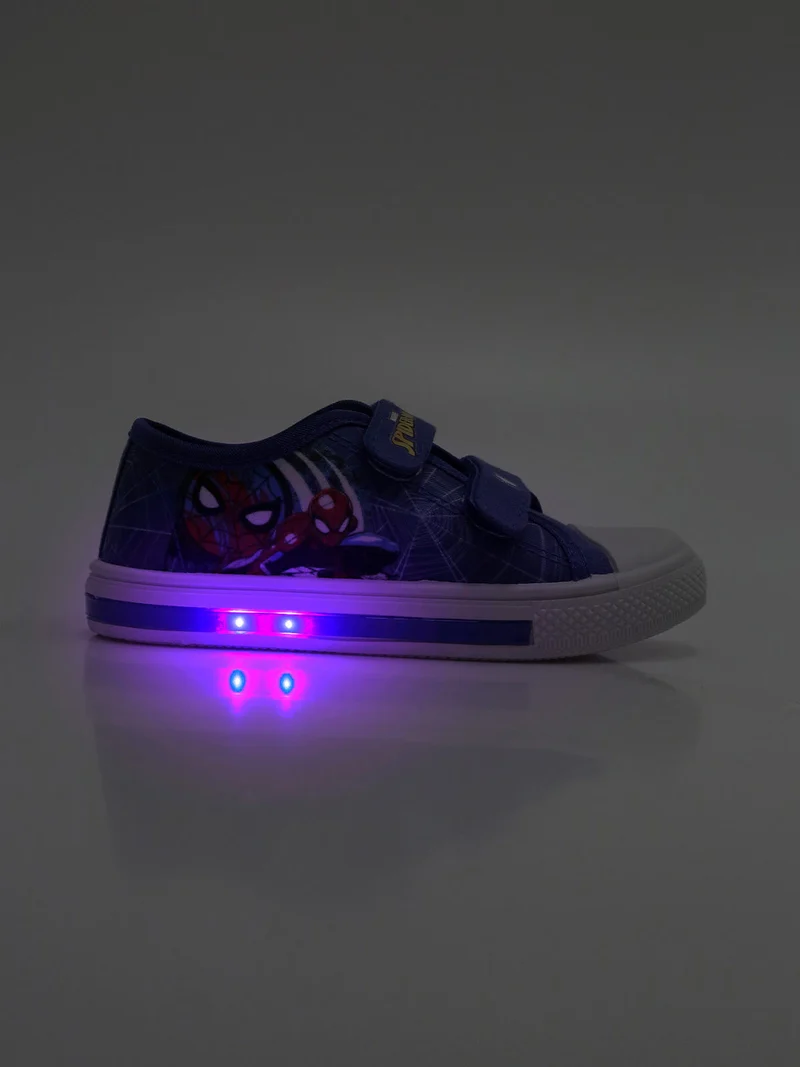 Scarpe da bambino in tela con strappi e luci - blu