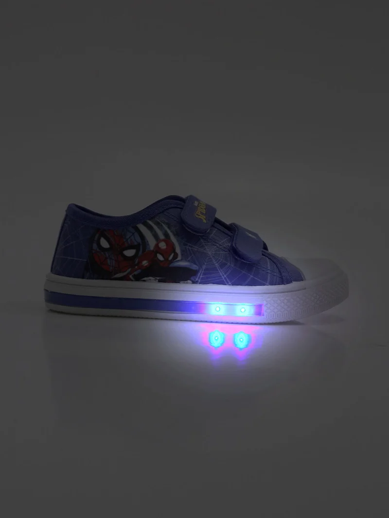 Scarpe da bambino in tela con strappi e luci - blu