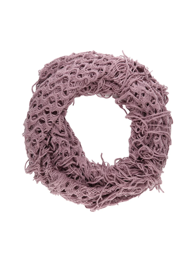 Sciarpa ad anello da donna con frange - rosa