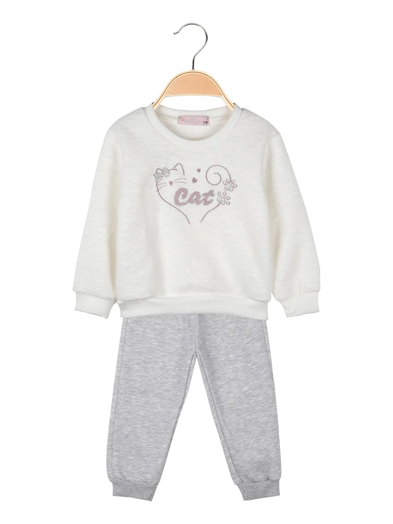 Completo 2 pezzi da neonata con felpa e pantaloni tuta - bianco
