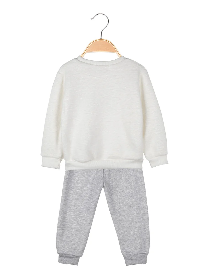 Completo 2 pezzi da neonata con felpa e pantaloni tuta - bianco