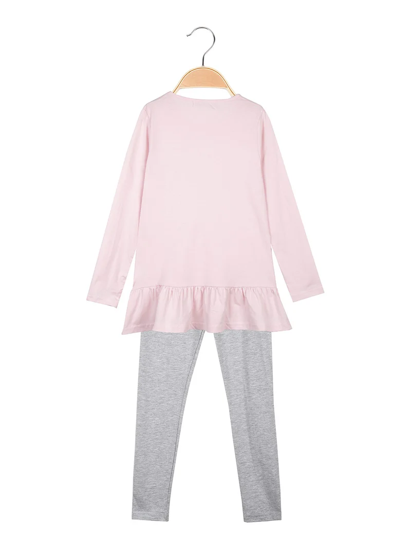Completo da bambina 2 pezzi con finale a volant - rosa