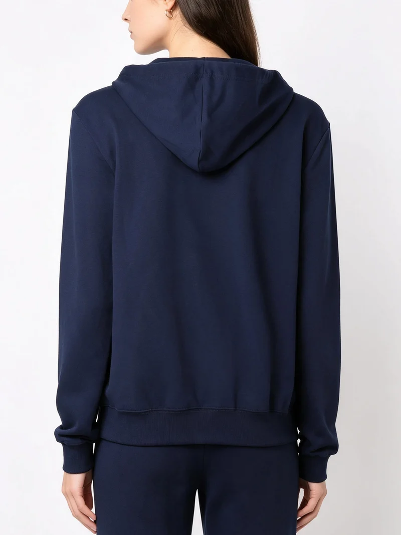 Felpa da donna con cappuccio e zip intera - blu scuro
